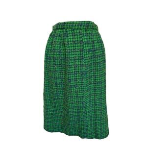 1950s 60s Vintage Tweed Skirt Green Knit Womens by Davidow‎